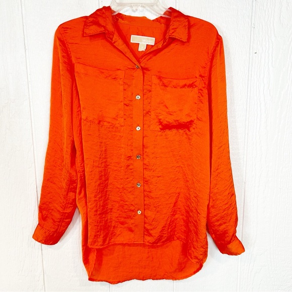 Michael Michel Kors Orange Button Down Shirt Blouse Small - Picture 1 of 1